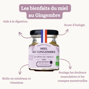 Miel français au gingembre 125g - bienfaits pour le bien-être et la vitalité