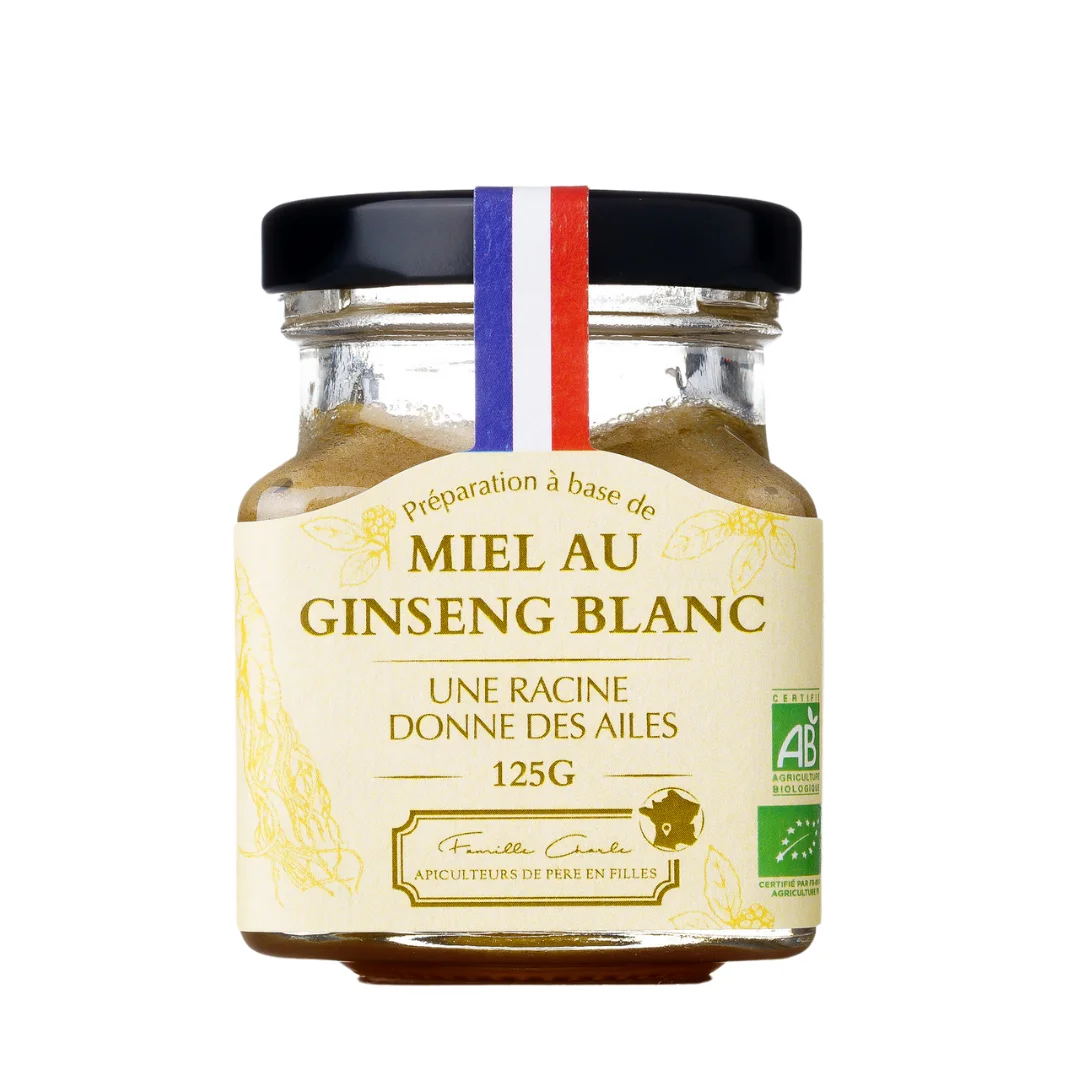 Miel français aux ginsengs blancs 125g - bienfaits pour le bien-être et la vitalité