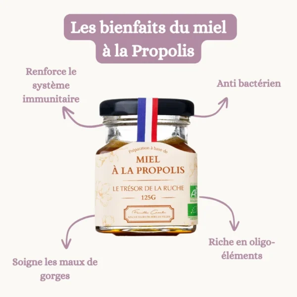 Miel français à la propolis 125g - bienfaits pour le bien-être et la vitalité
