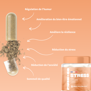 Anti-stress rieshi ashwagandha rhodiola huile mct - MushNgo, complément naturel pour bien-être et relaxation.