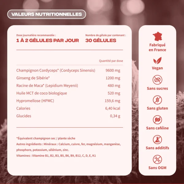 Energie cordyceps maca ginseng de sibérie huile mct - MushNgo, complément naturel pour énergie et libido