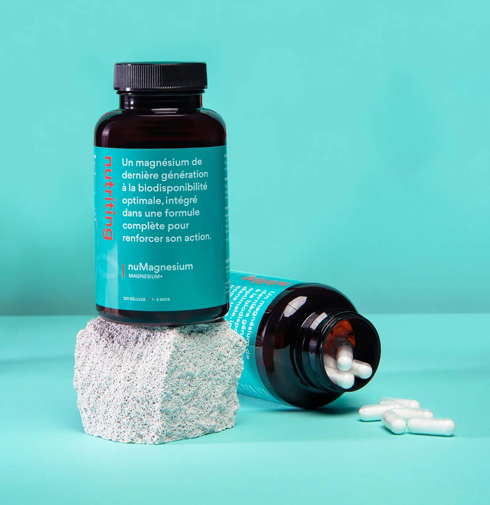 Magnésium bisglycinate avec Vitamine B6 120 gélules - Nutriting, complément naturel pour bien-être et vitalité.